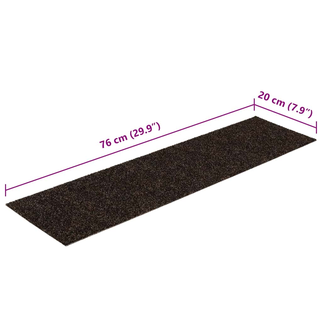 Öntapadós lépcsőszőnyegek 15 db 76 x 20 cm sötétbarna téglalap alakú 8