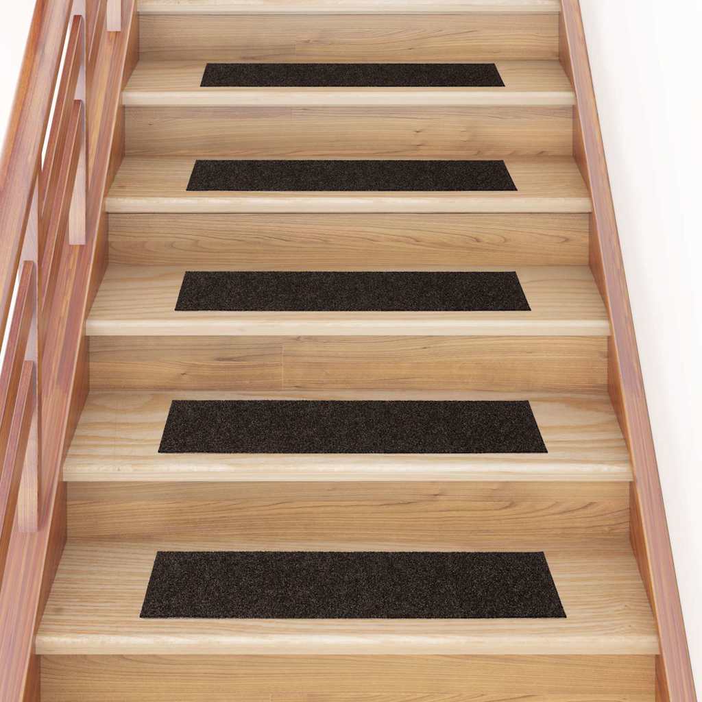 Öntapadós lépcsőszőnyegek 15 db 76 x 20 cm sötétbarna téglalap alakú