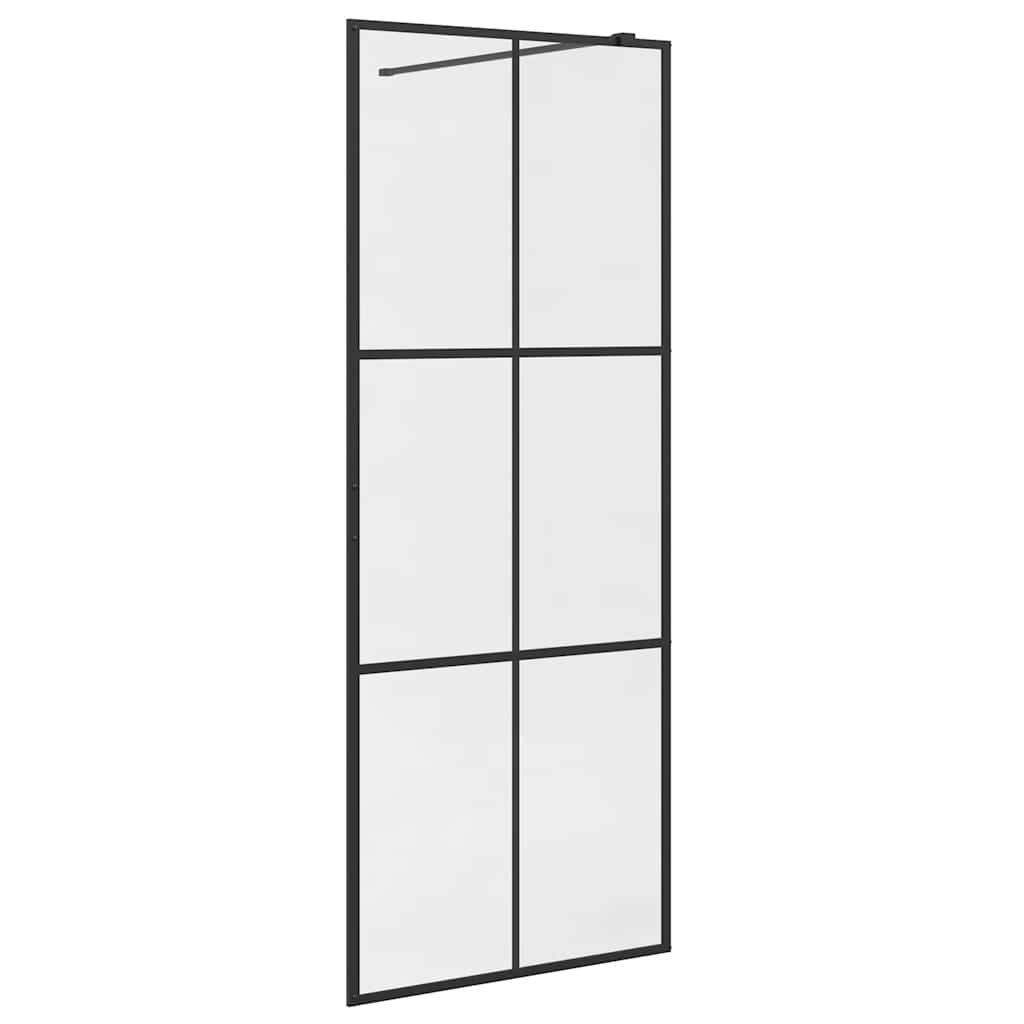 Fekete zuhanyfal átlátszó ESG üveggel 80 x 195 cm 2