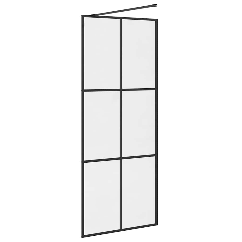 Fekete zuhanyfal átlátszó ESG üveggel 80 x 195 cm 6