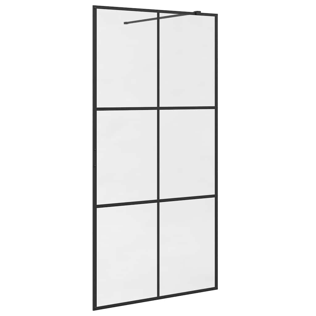 Fekete zuhanyfal átlátszó ESG üveggel 100 x 195 cm 2