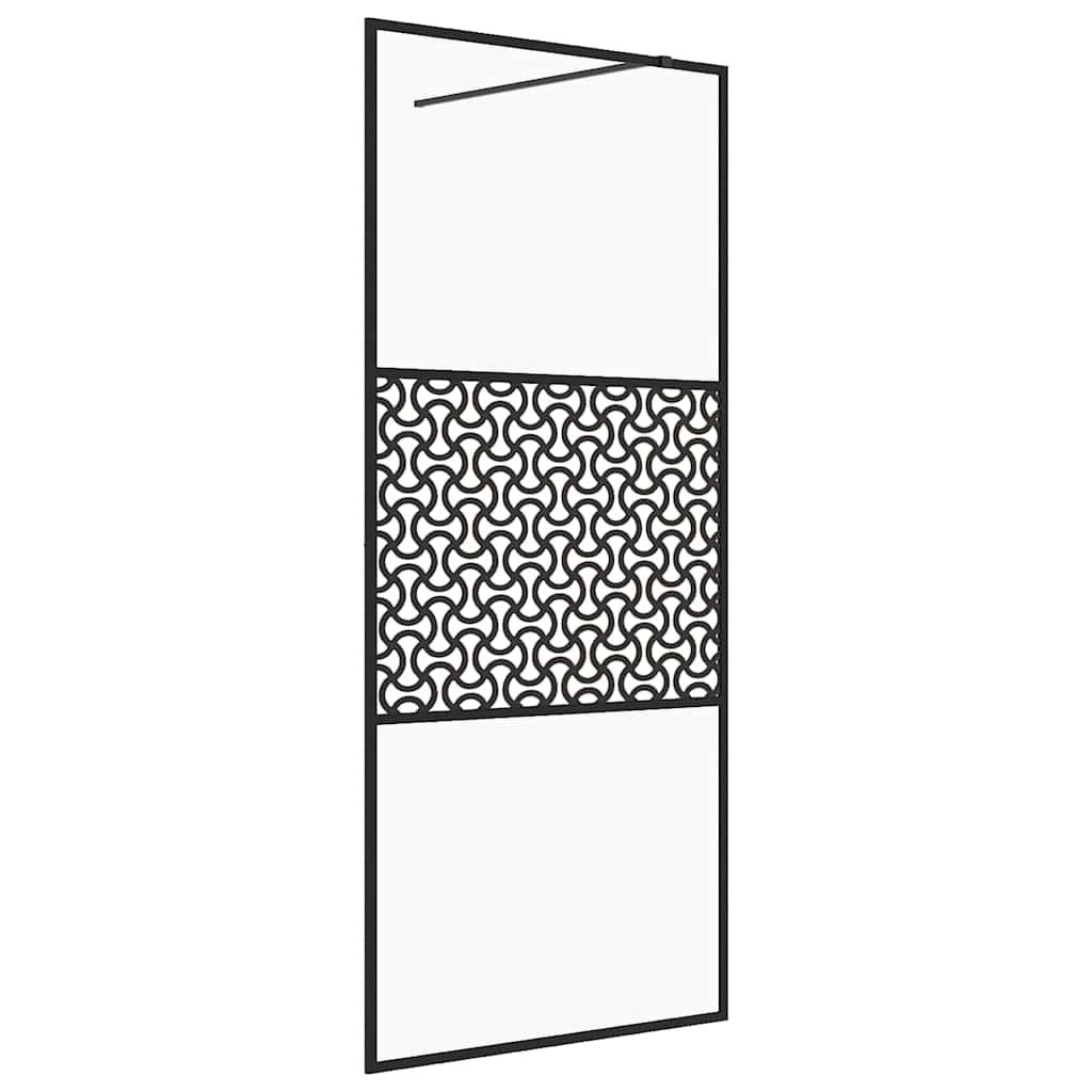 Fekete zuhanyfal átlátszó ESG üveggel 80 x 195 cm 2