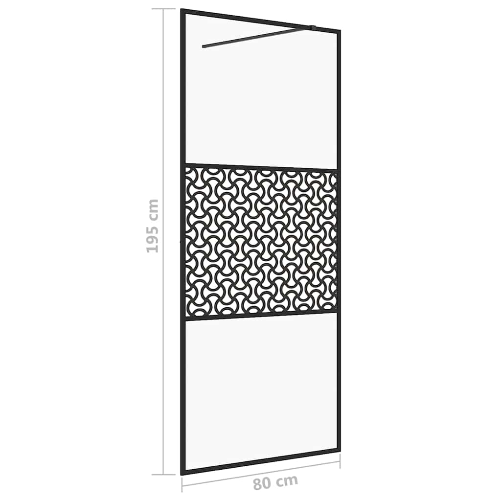 Fekete zuhanyfal átlátszó ESG üveggel 80 x 195 cm 5