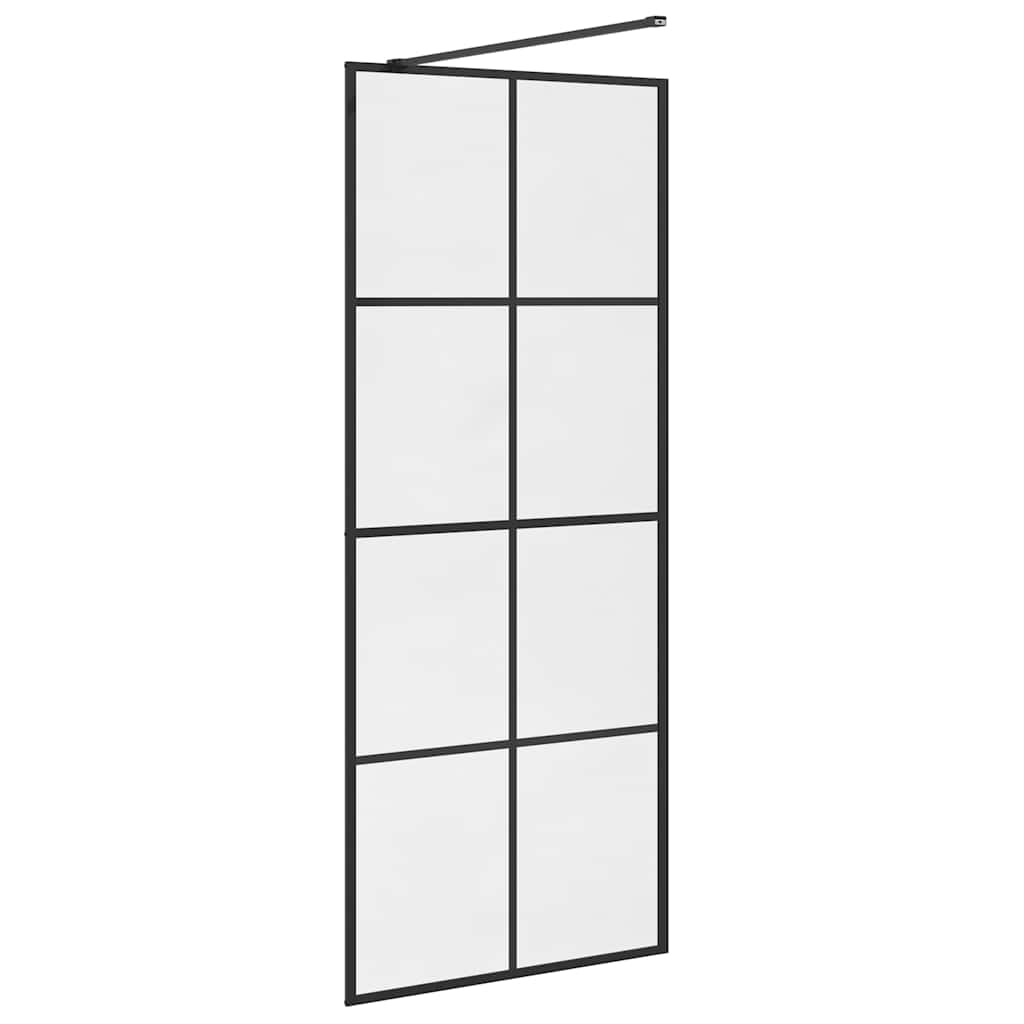 Fekete zuhanyfal átlátszó ESG üveggel 80 x 195 cm 6