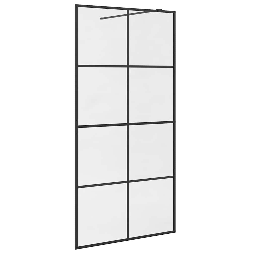 Fekete zuhanyfal átlátszó ESG üveggel 100 x 195 cm 2