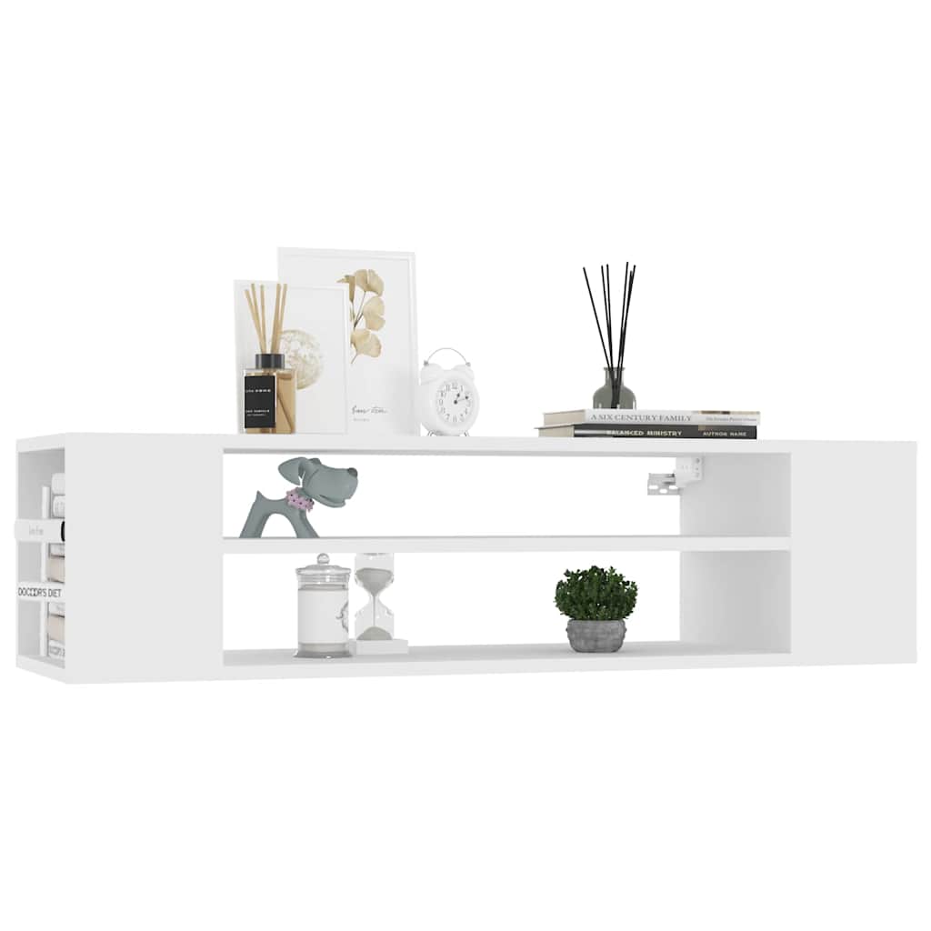 Fehér szerelt fa függő TV-szekrény 100 x 30 x 26,5 cm 3