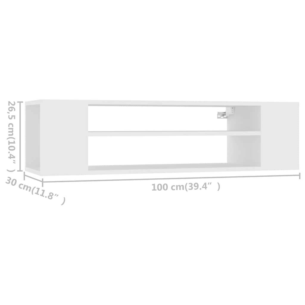 Fehér szerelt fa függő TV-szekrény 100 x 30 x 26,5 cm 7