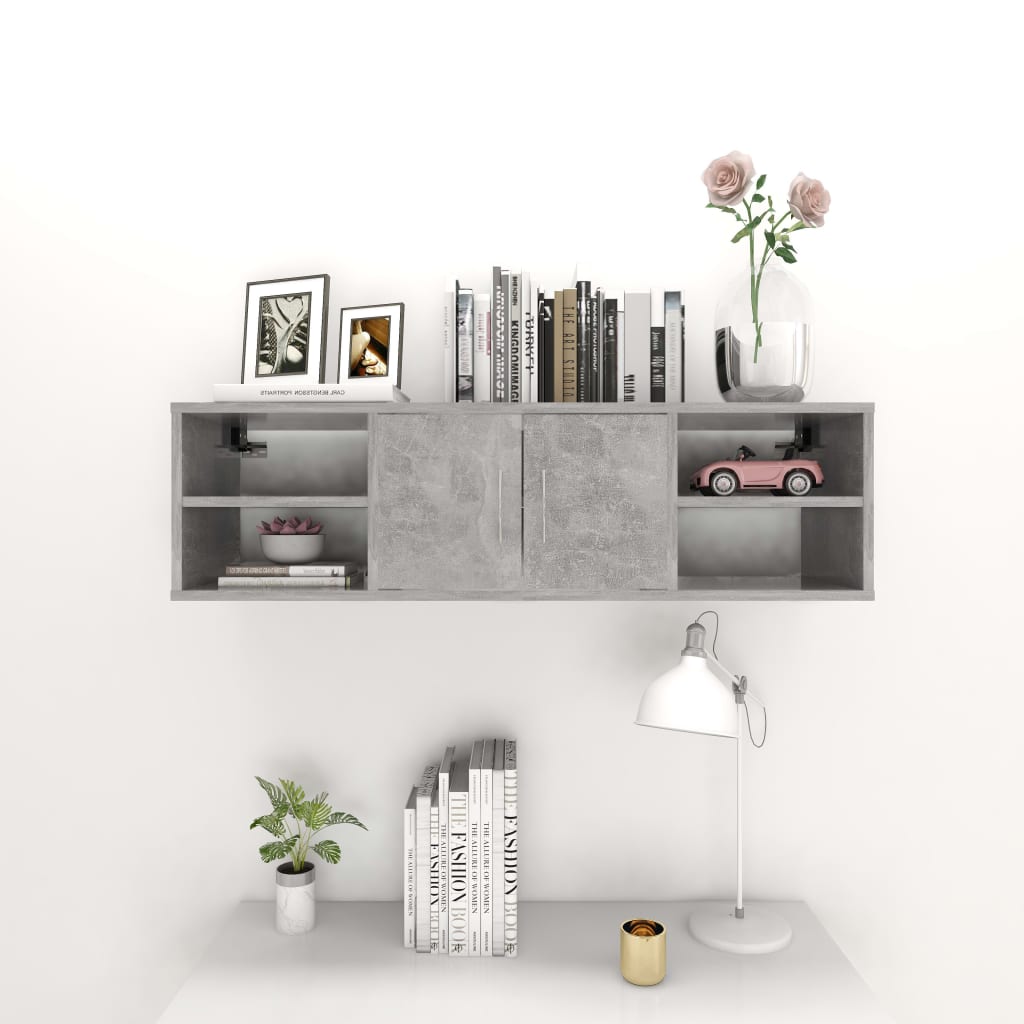 Betonszürke szerelt fa fali polc 102 x 30 x 29 cm 3