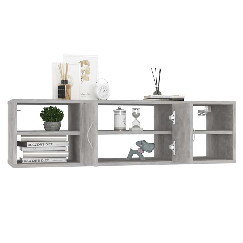 Betonszürke szerelt fa fali polc 102 x 30 x 29 cm 4