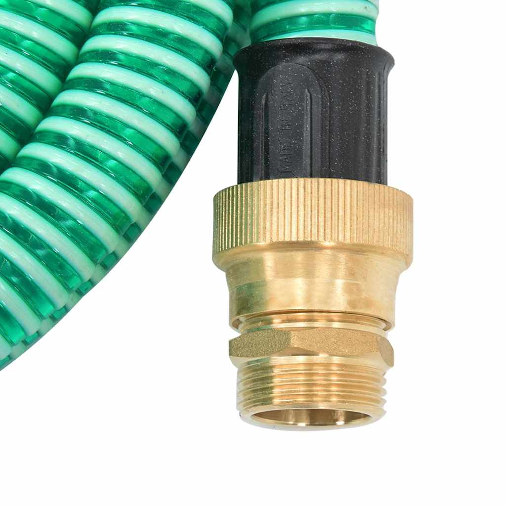 Zöld PVC szívótömlő sárgaréz csatlakozókkal 1,1" 15 m 5