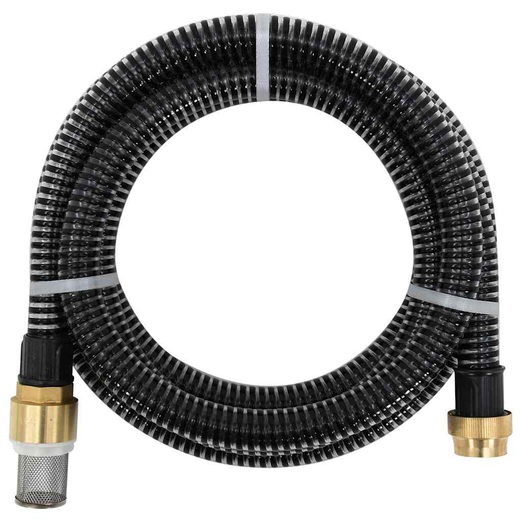 Fekete PVC szívótömlő sárgaréz csatlakozókkal 1,1" 4 m