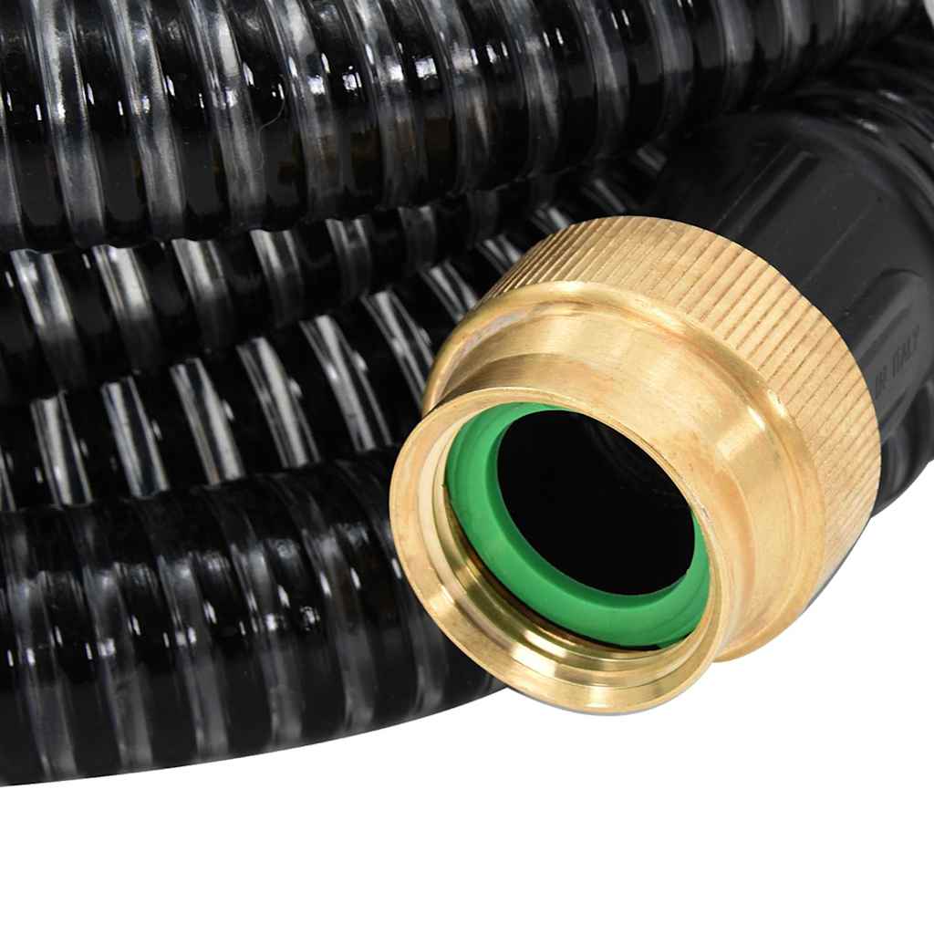 Fekete PVC szívótömlő sárgaréz csatlakozókkal 1,1" 4 m 5