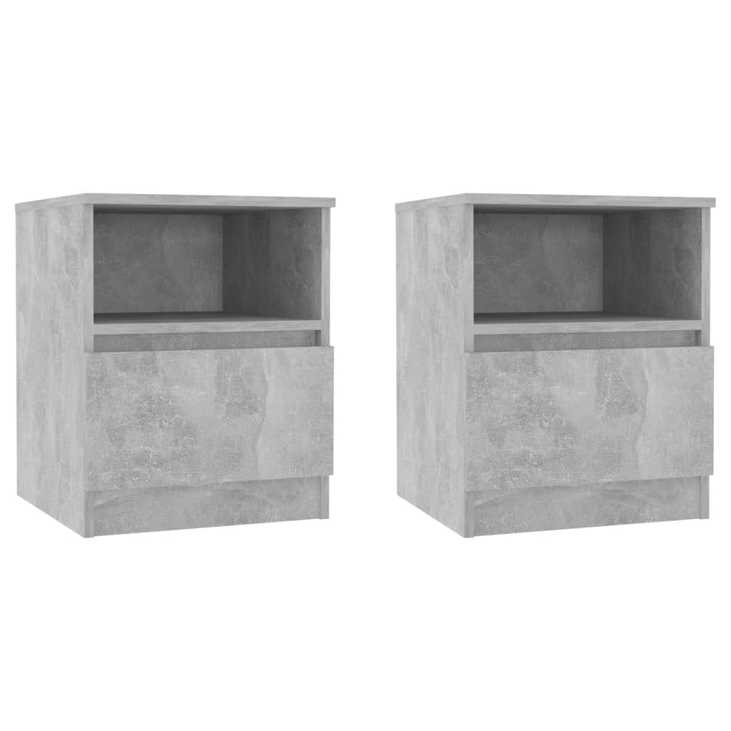 2 db betonszürke szerelt fa éjjeliszekrény 40 x 40 x 50 cm 2