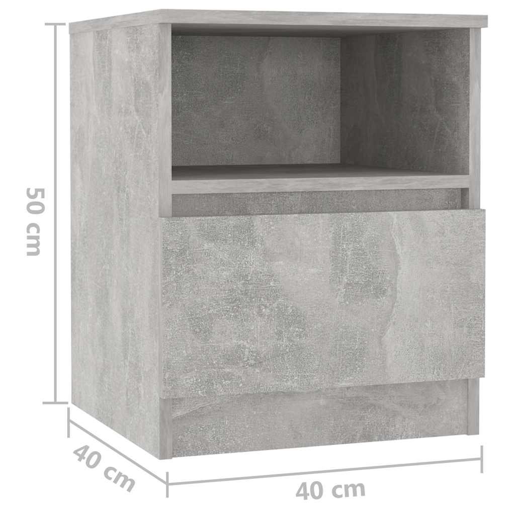 2 db betonszürke szerelt fa éjjeliszekrény 40 x 40 x 50 cm 9
