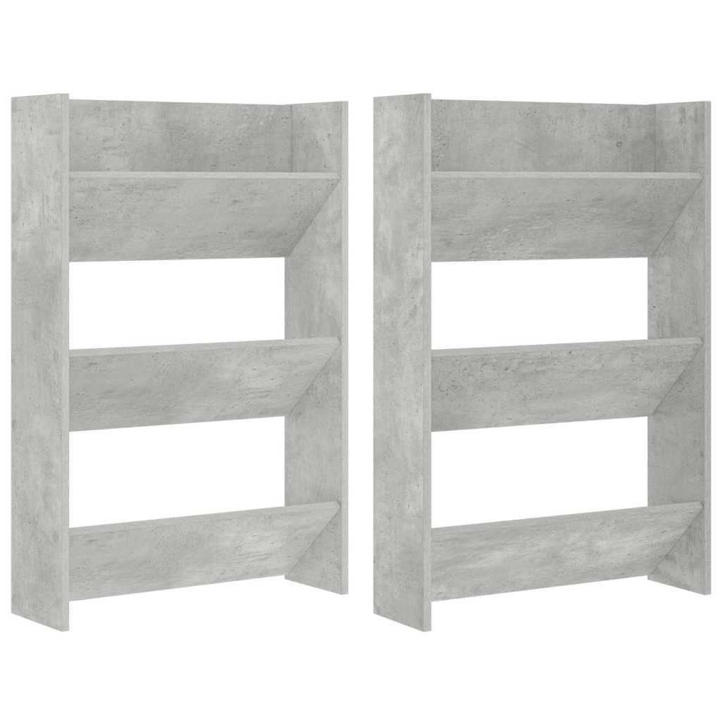 2 db betonszürke fali cipősszekrény 60 x 18 x 90 cm 2
