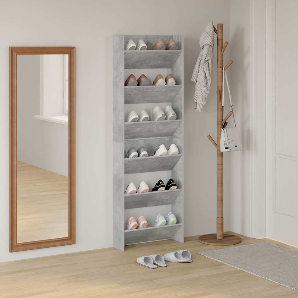 2 db betonszürke fali cipősszekrény 60 x 18 x 90 cm 3