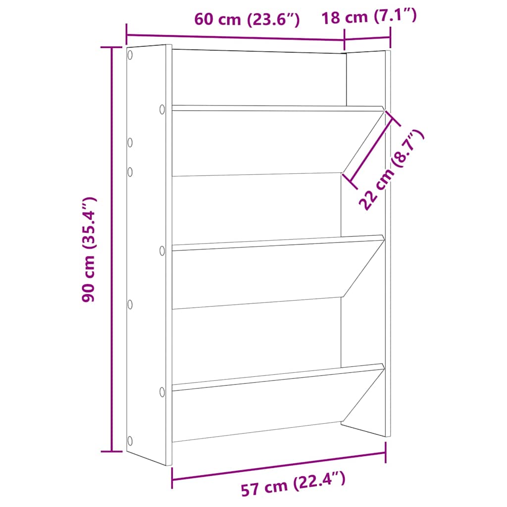 2 db betonszürke fali cipősszekrény 60 x 18 x 90 cm 11