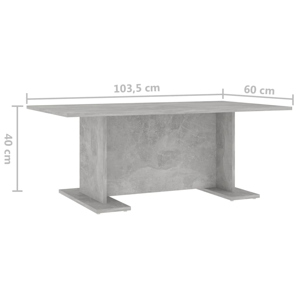 Betonszürke szerelt fa dohányzóasztal 103,5 x 60 x 40 cm 6