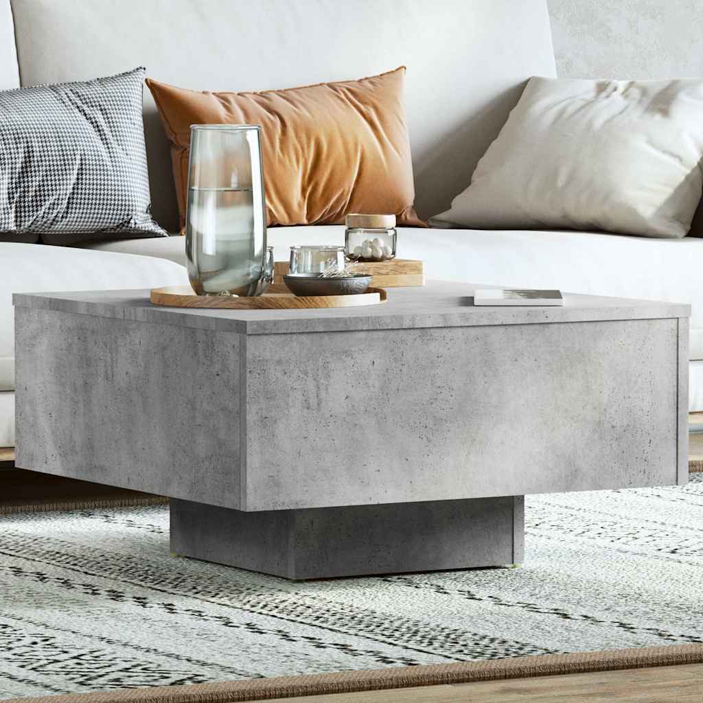 Betonszürke szerelt fa dohányzóasztal 60 x 60 x 31,5 cm