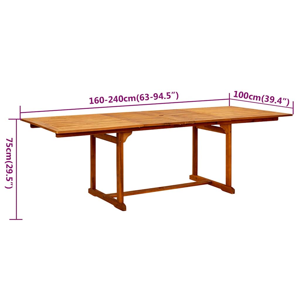 7 részes tömör akácfa kerti étkezőgarnitúra 160-240 cm 9