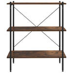 Fekete és sötét faszínű 3 szintes polcrendszer 80x40x92 cm 3