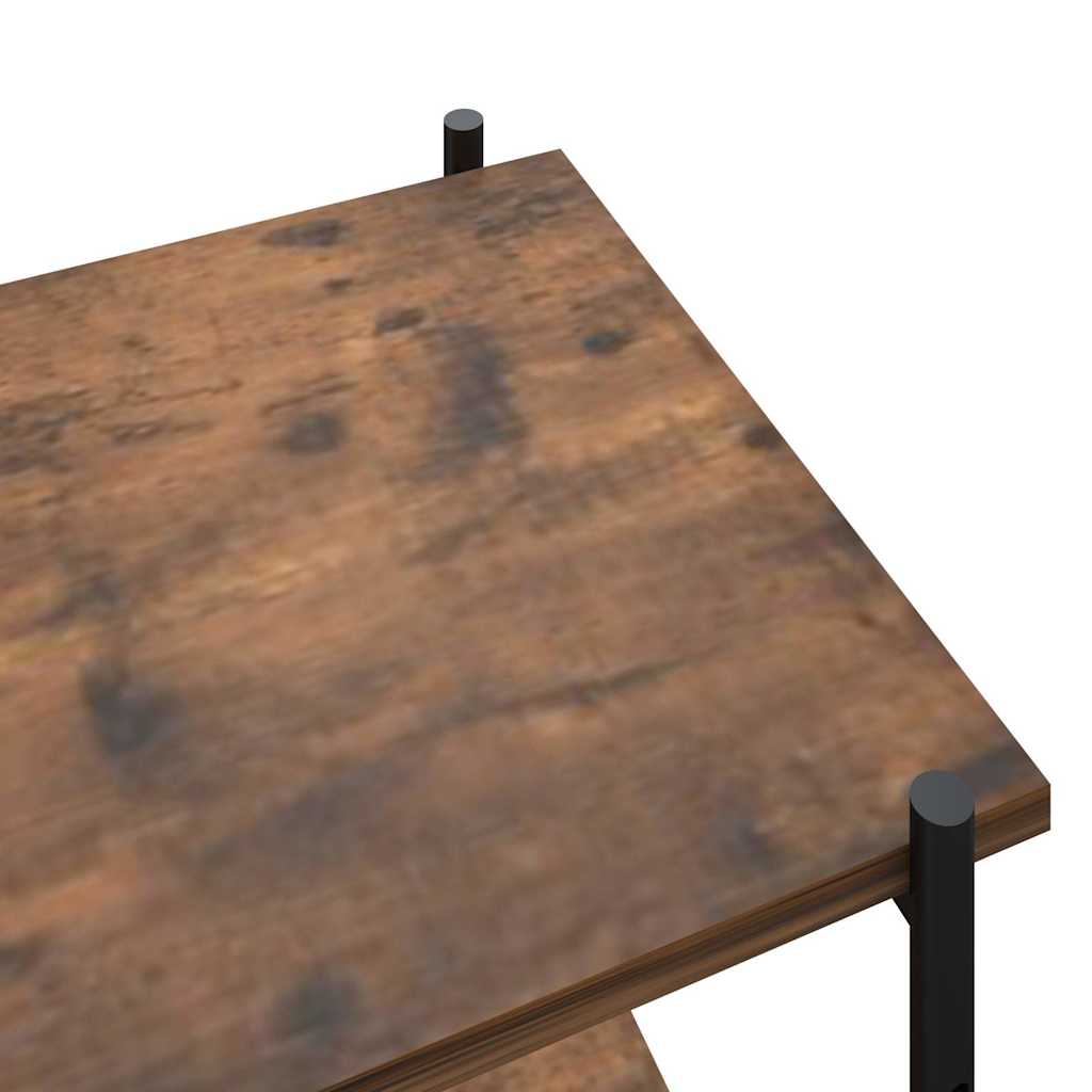 Fekete és sötét faszínű 3 szintes polcrendszer 80x40x92 cm 6