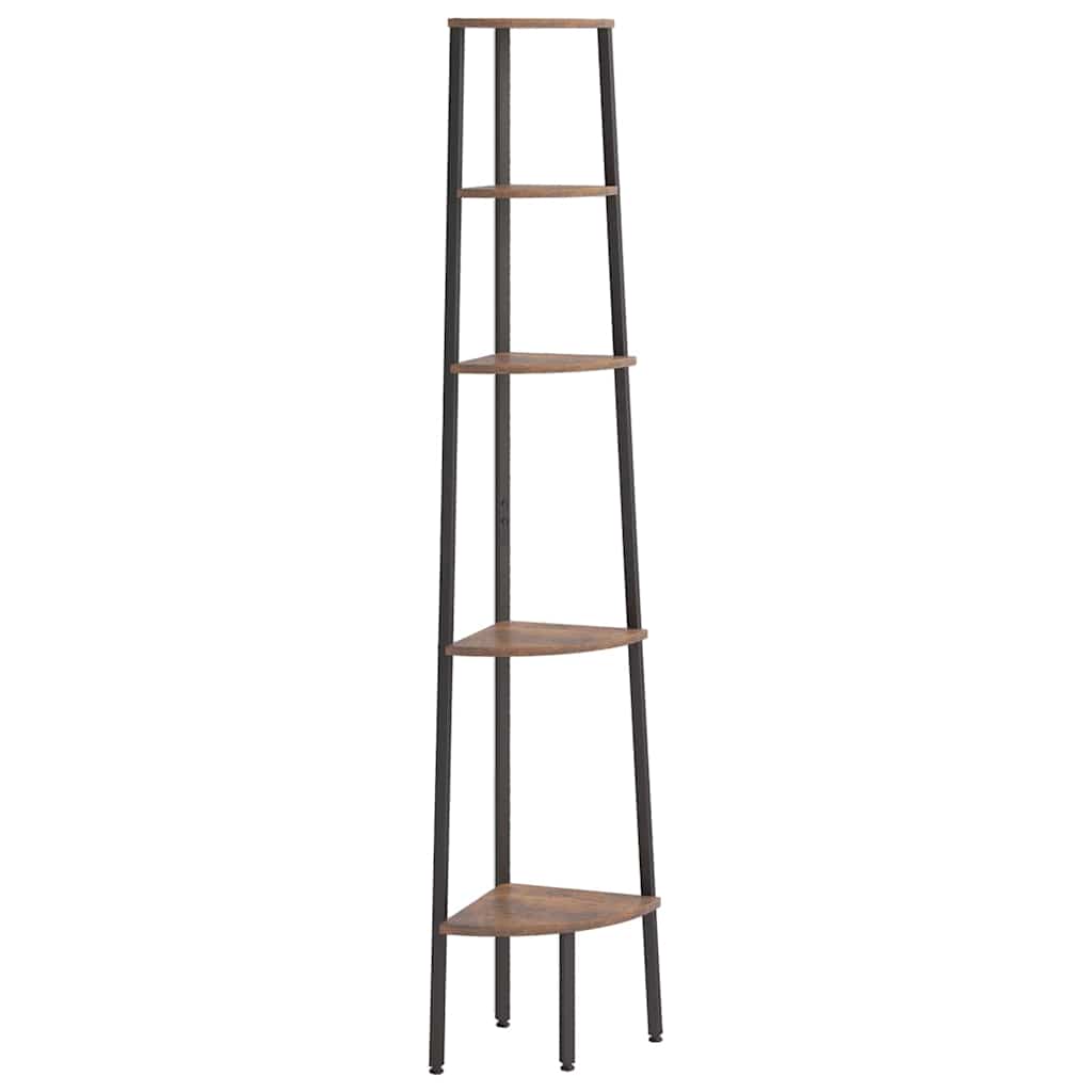 5 szintes sötétbarna és fekete sarokpolc 45,5 x 31,5 x 180 cm 2
