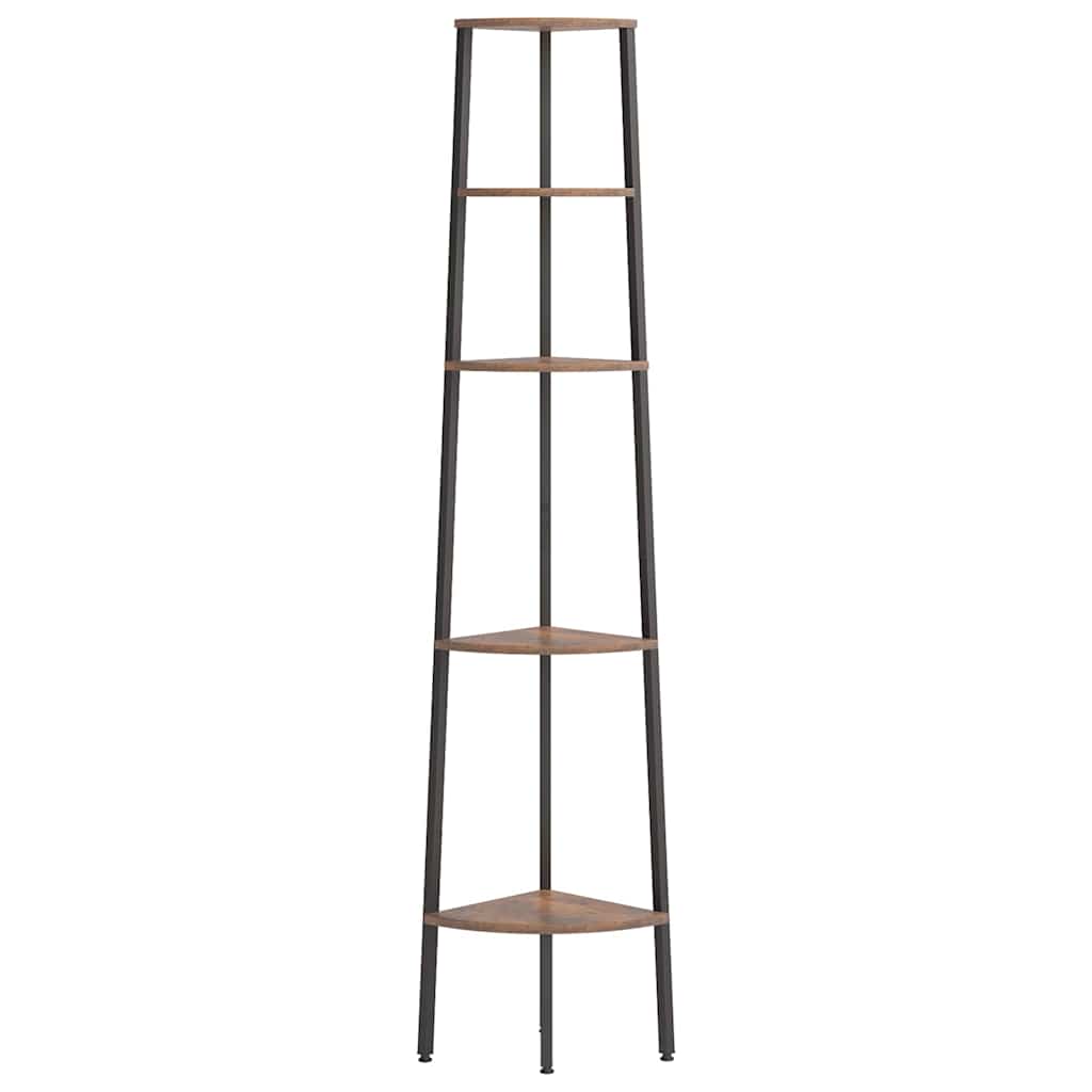 5 szintes sötétbarna és fekete sarokpolc 45,5 x 31,5 x 180 cm 3