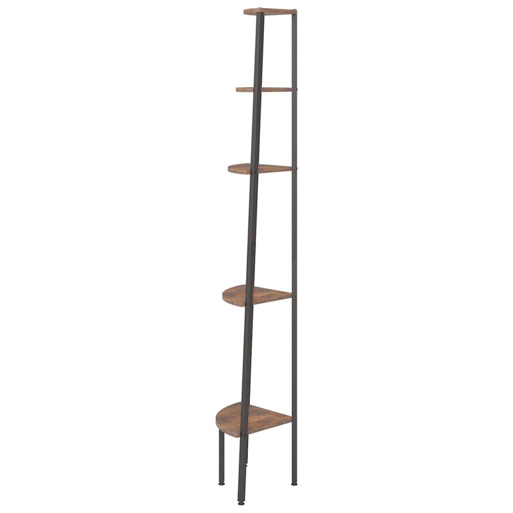 5 szintes sötétbarna és fekete sarokpolc 45,5 x 31,5 x 180 cm 4