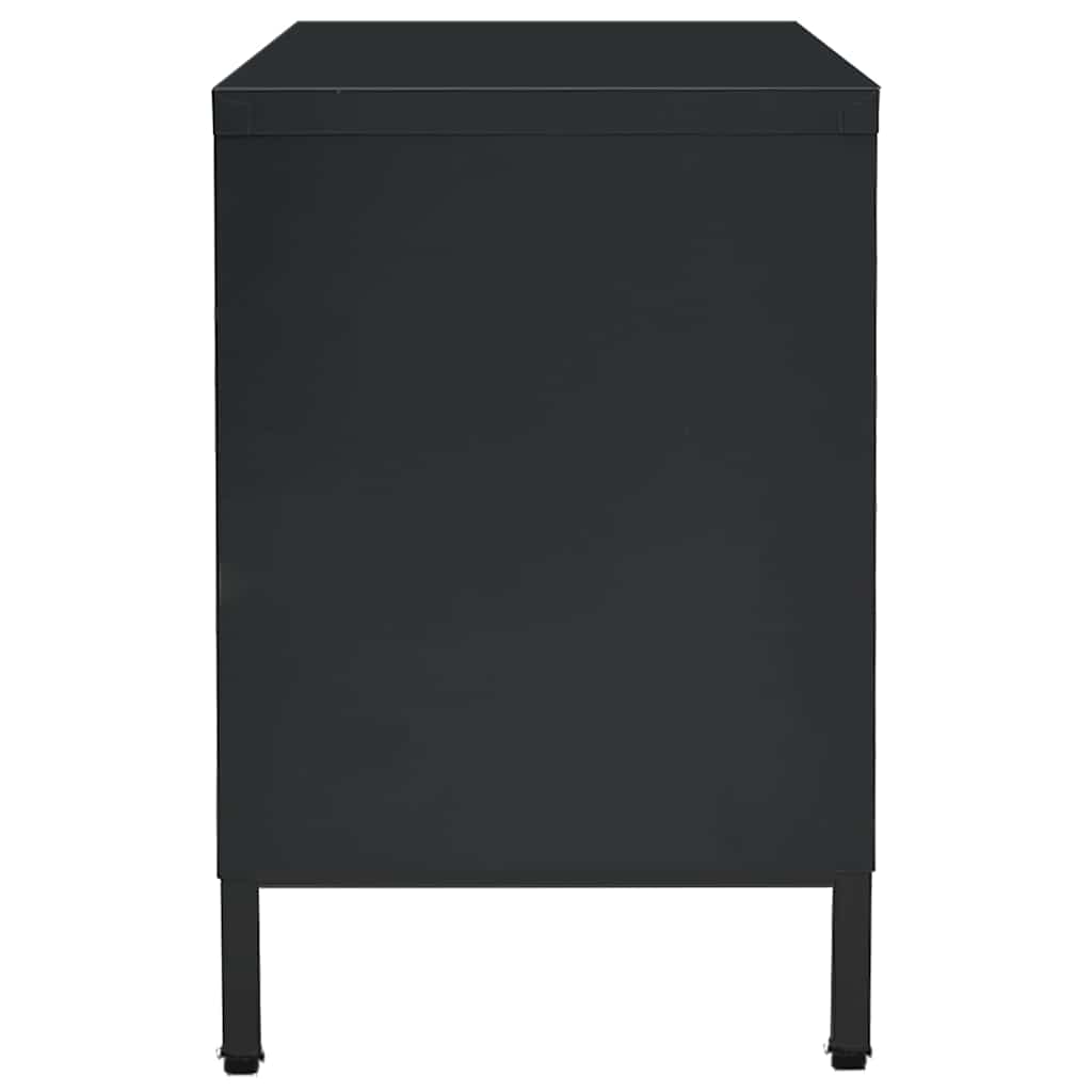 Fekete acél és üveg TV-szekrény 105 x 35 x 52 cm 4