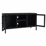 Fekete acél és üveg TV-szekrény 105 x 35 x 52 cm 6