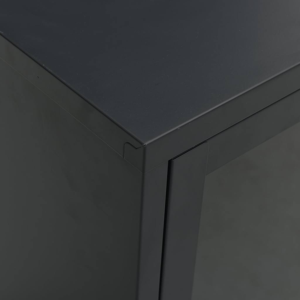 Fekete acél és üveg TV-szekrény 105 x 35 x 52 cm 8