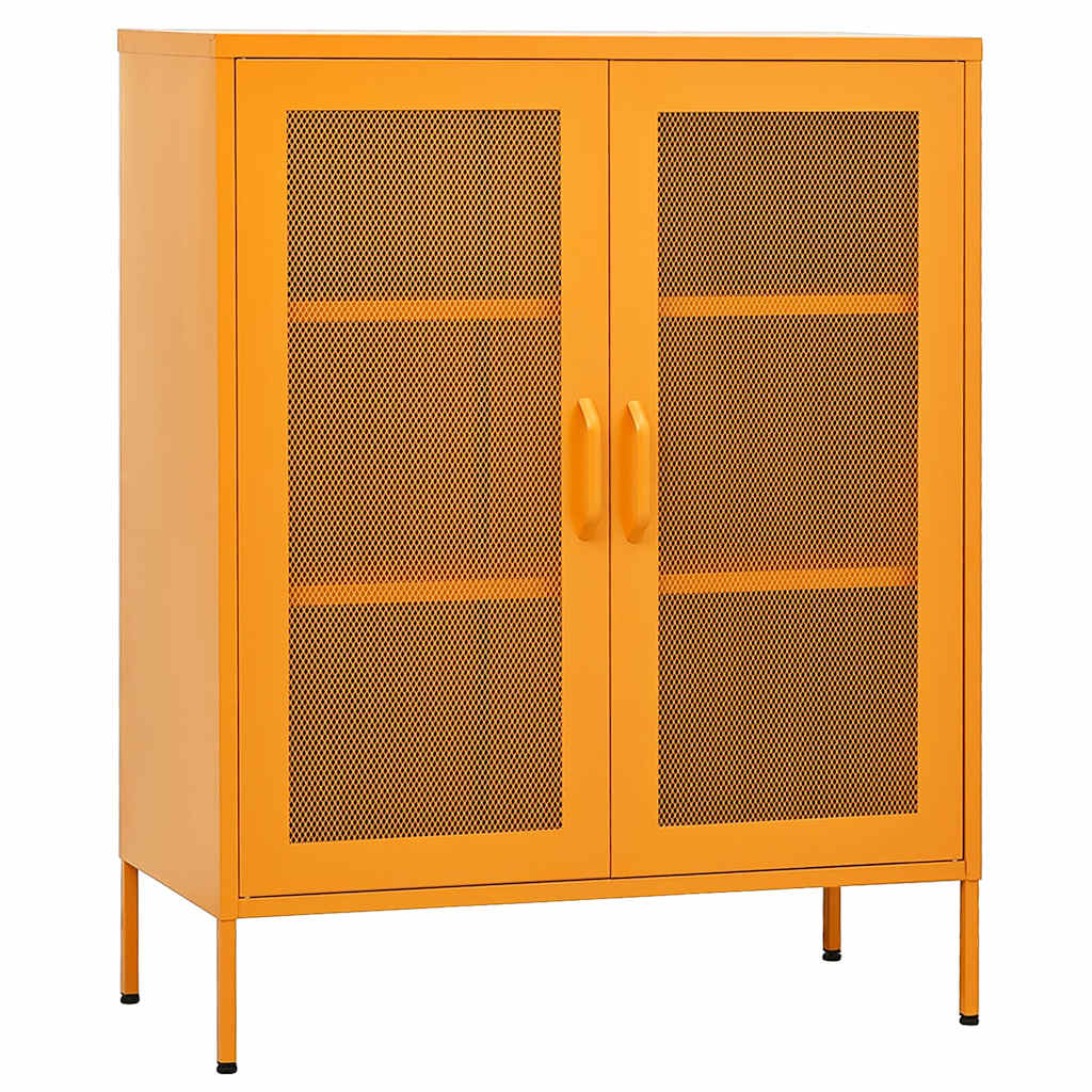 Mustárzöld acél tárolószekrény 80 x 35 x 101,5 cm 2