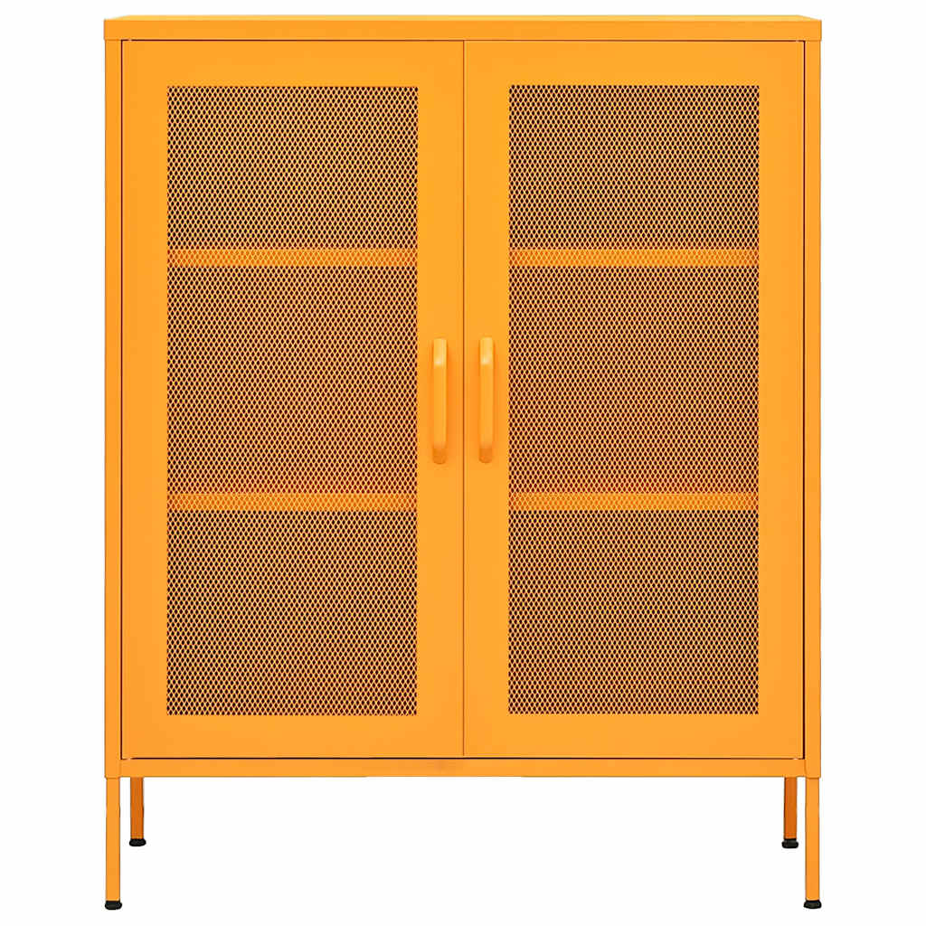 Mustárzöld acél tárolószekrény 80 x 35 x 101,5 cm 3