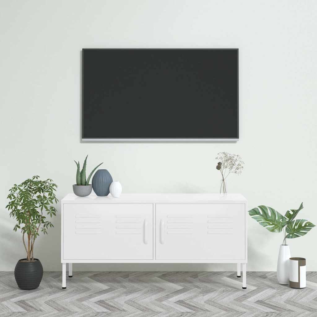 Fehér acél TV-szekrény 105 x 35 x 50 cm