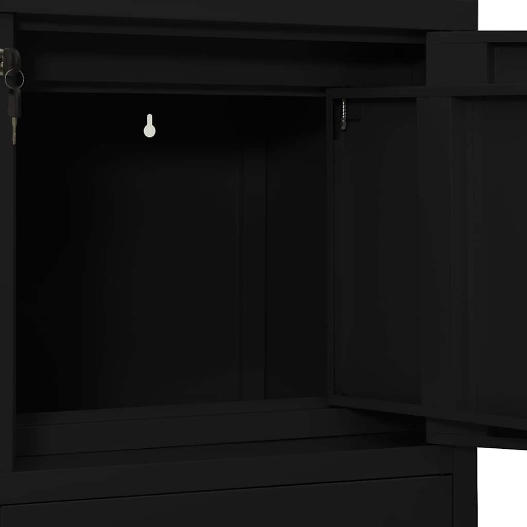 Fekete acél irodai szekrény 90 x 40 x 102 cm 7