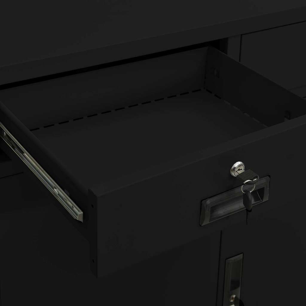 Fekete acél irodai szekrény 90 x 40 x 102 cm 10
