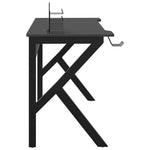 Fekete K-lábú gamer asztal 110 x 60 x 75 cm 6