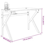 Fekete K-lábú gamer asztal 110 x 60 x 75 cm 10