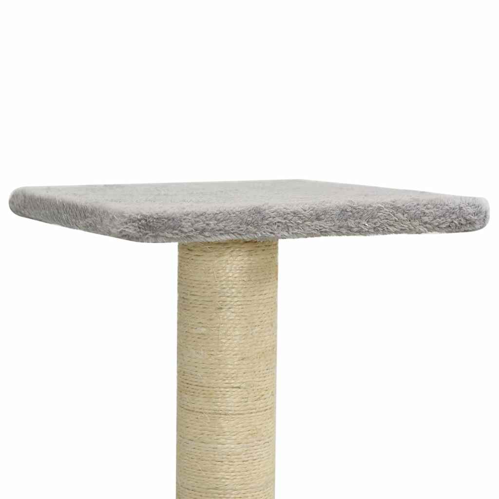 Világosszürke macskabútor szizál kaparófákkal 118,5 cm 7