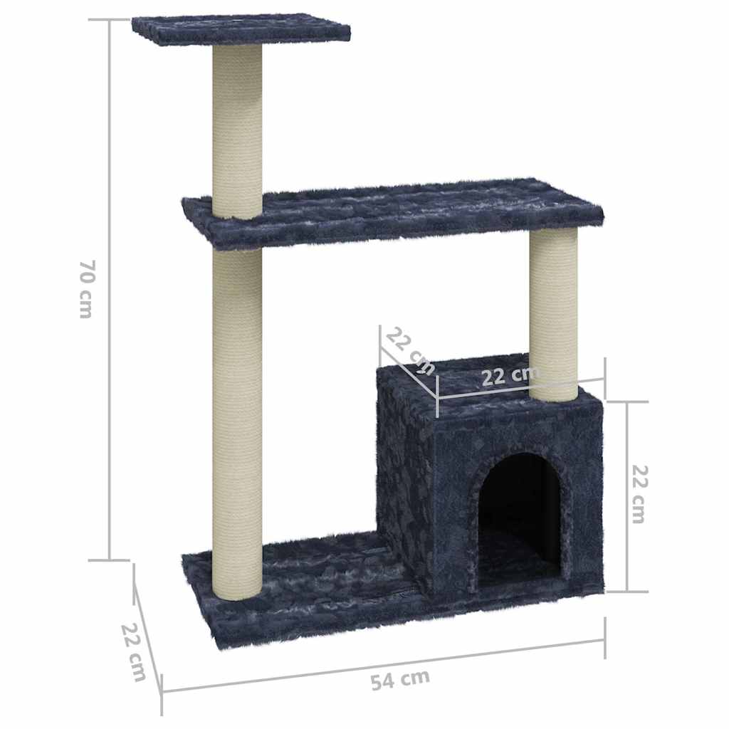 Sötétszürke macskabútor szizál kaparófákkal 70 cm 6