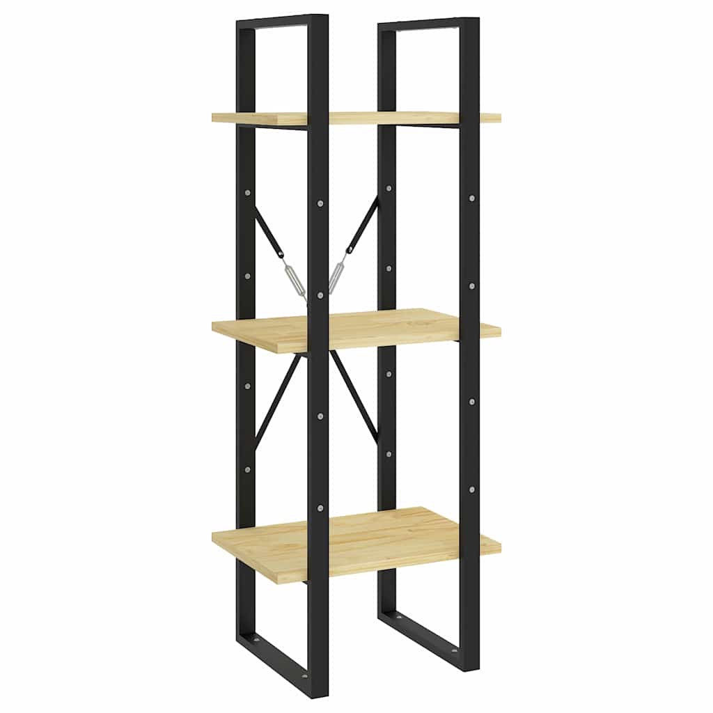 Háromszintes tömör fenyőfa könyvszekrény 40 x 30 x 105 cm 2