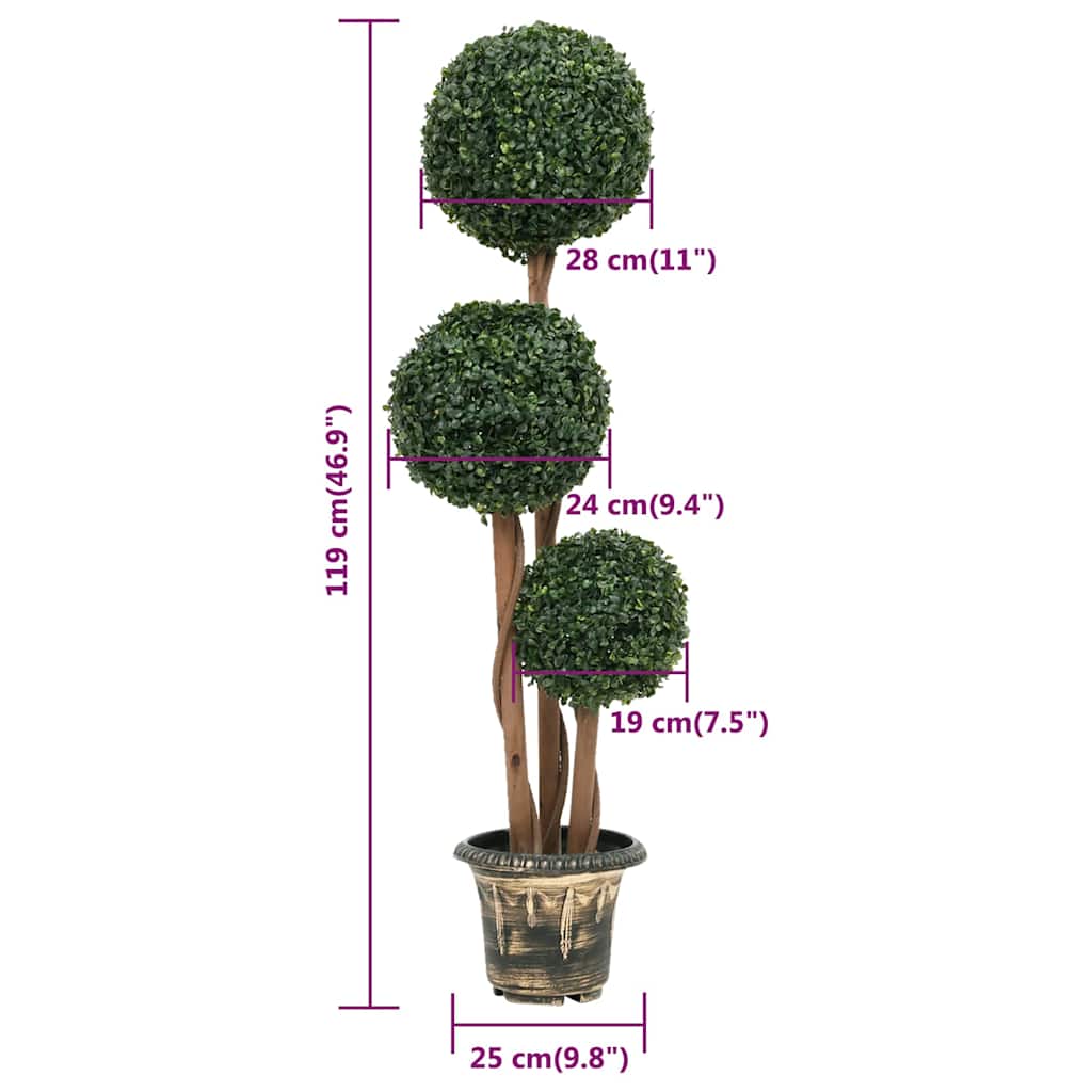 Zöld gömbalakú cserepes műpuszpáng 119 cm 5