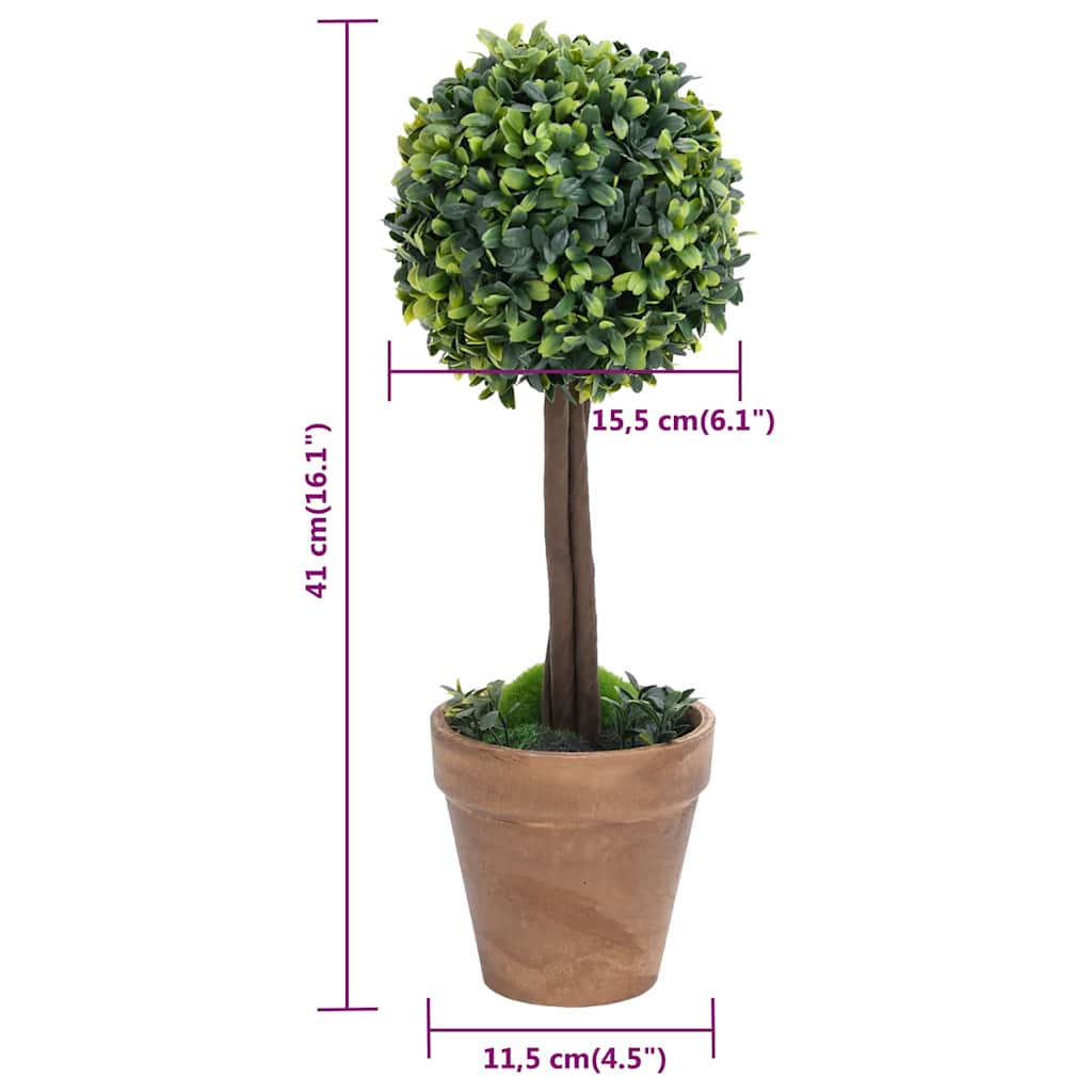 2 db zöld gömbalakú cserepes műpuszpáng 41 cm 6