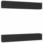 4 db fekete szerelt fa TV-szekrény 100 x 30 x 30 cm 2