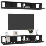 4 db fekete szerelt fa TV-szekrény 100 x 30 x 30 cm 3