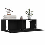 4 db fekete szerelt fa TV-szekrény 100 x 30 x 30 cm 4