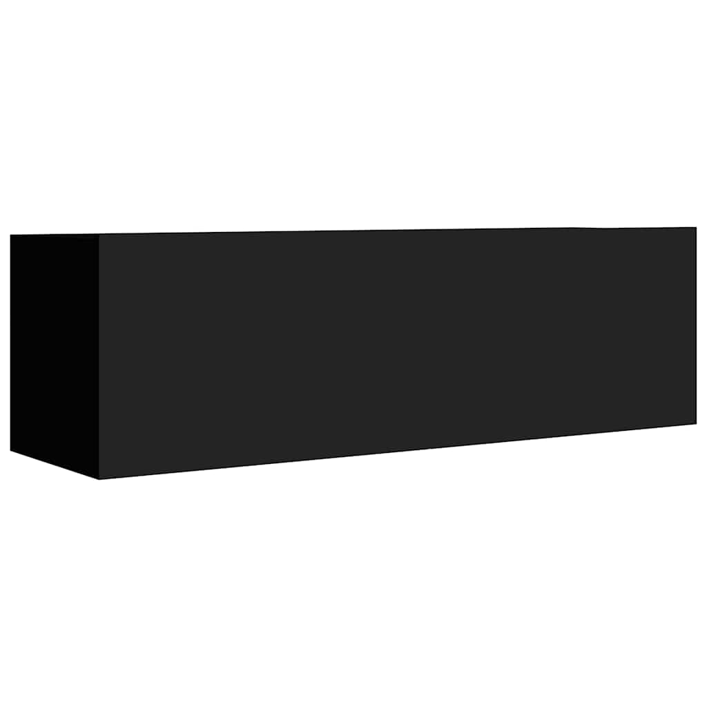 4 db fekete szerelt fa TV-szekrény 100 x 30 x 30 cm 5