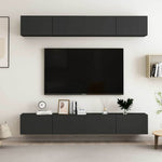 4 db fekete szerelt fa TV-szekrény 100 x 30 x 30 cm