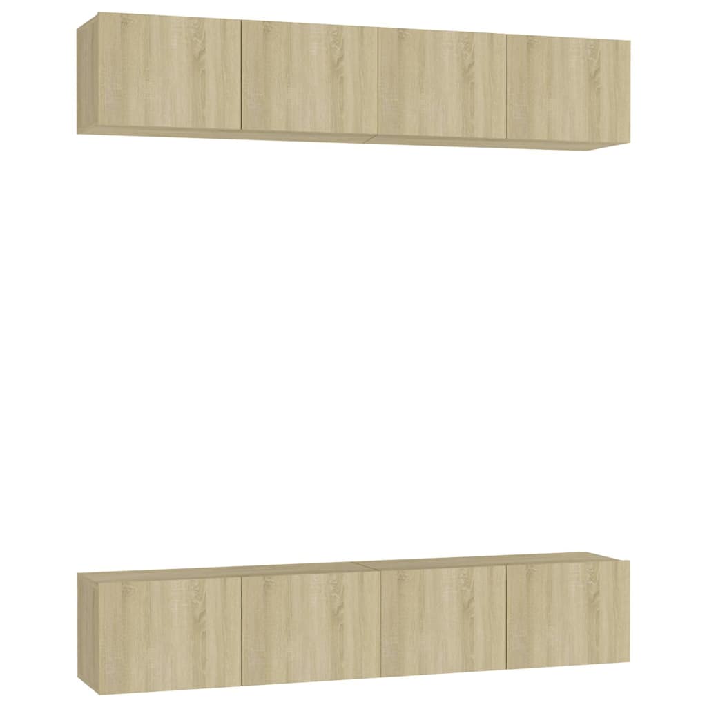 4 db sonoma tölgy színű szerelt fa TV-szekrény 80 x 30 x 30 cm 2